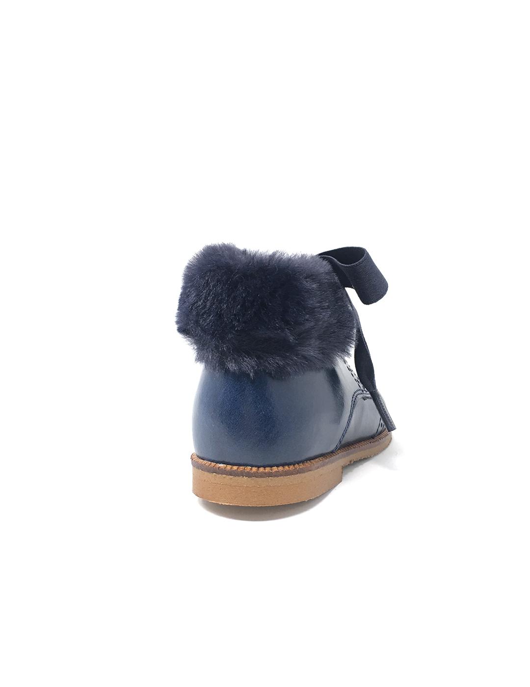 BOTÍN NAPA AZUL MARINO CON PELO