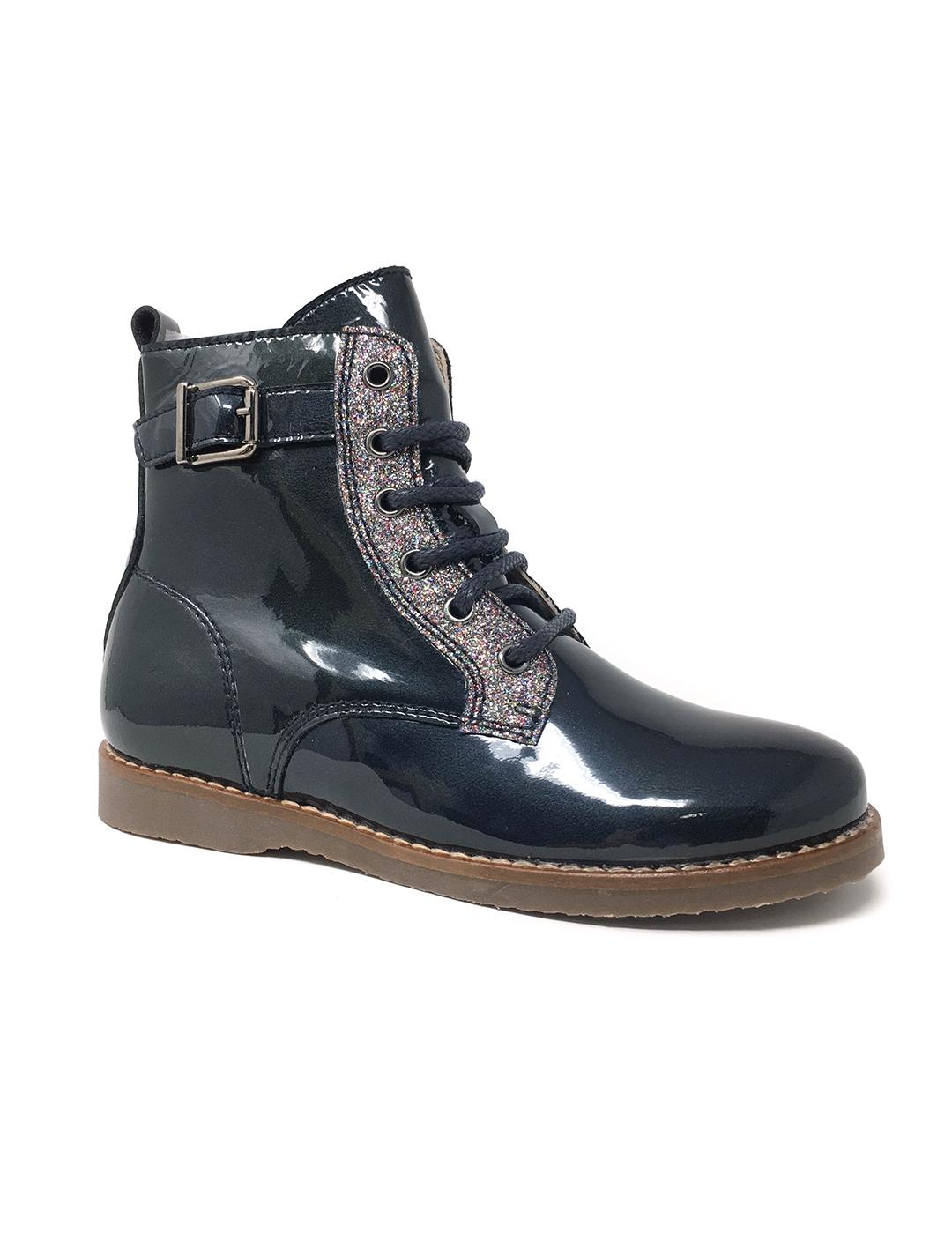 BOTIN CHAROL AZUL CON DETALLES GLITTER