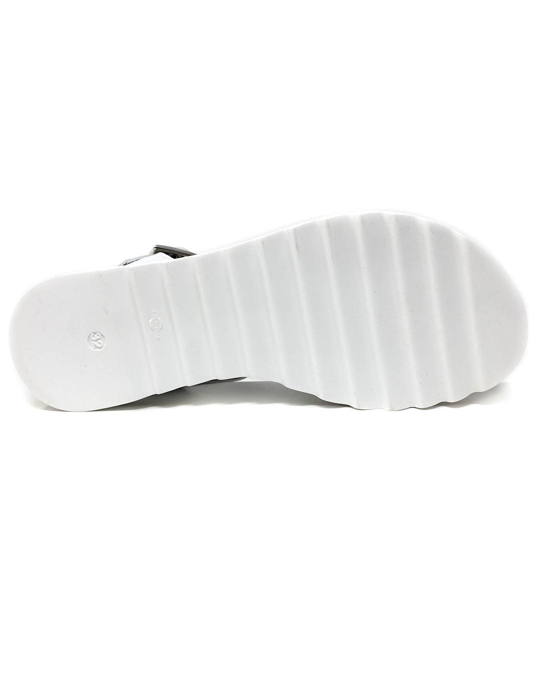 SANDALIA PIEL BLANCO CON PLATA