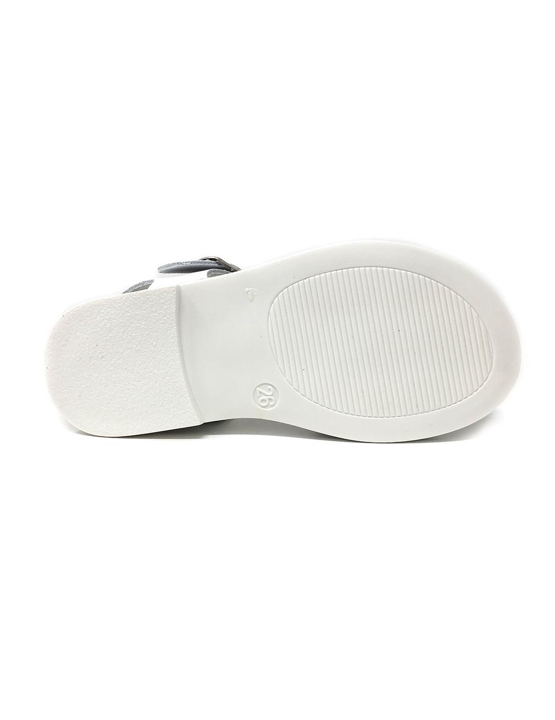 SANDALIA PIEL BLANCO Y PLATA