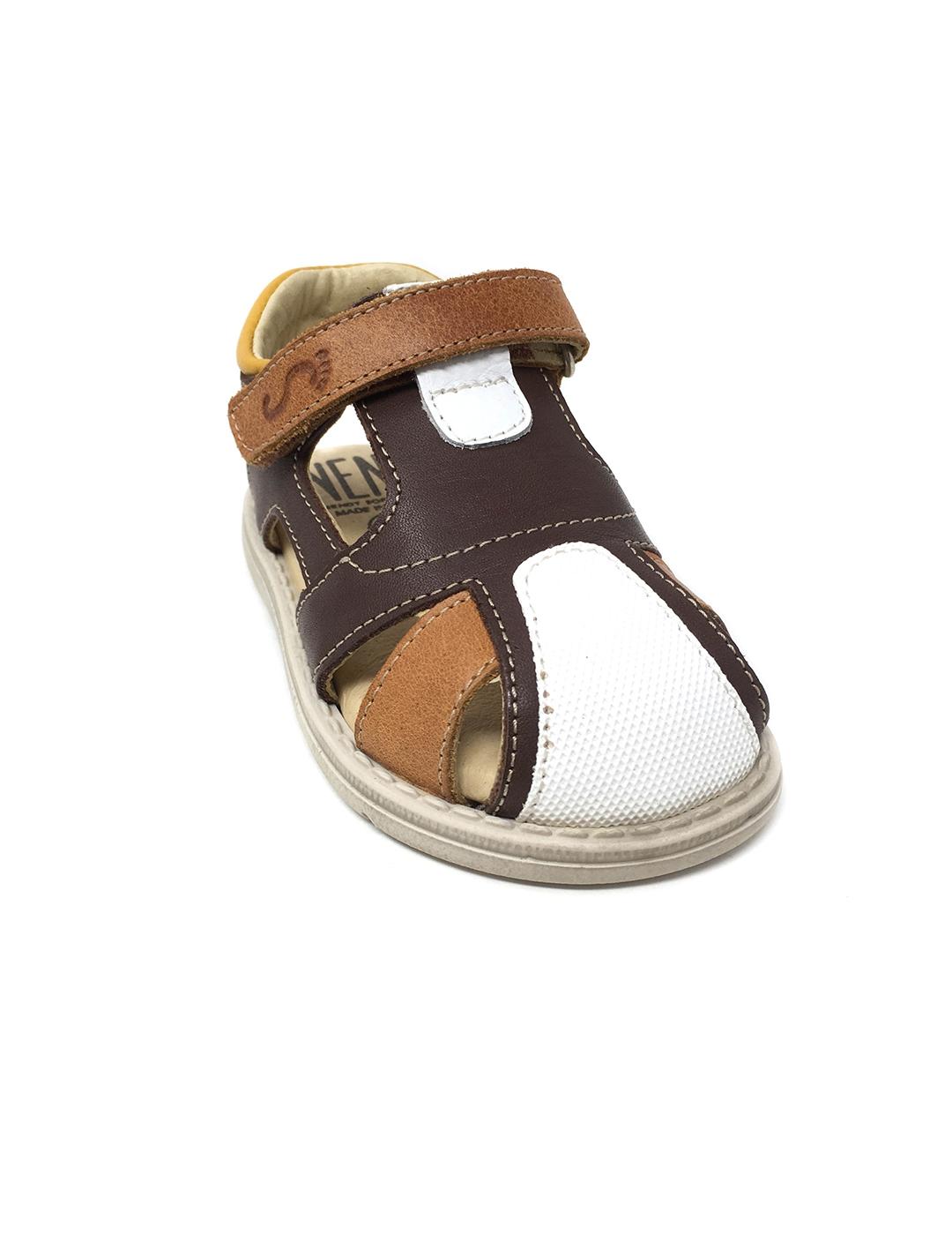 SANDALIA PIEL BLANCO/ MARRÓN