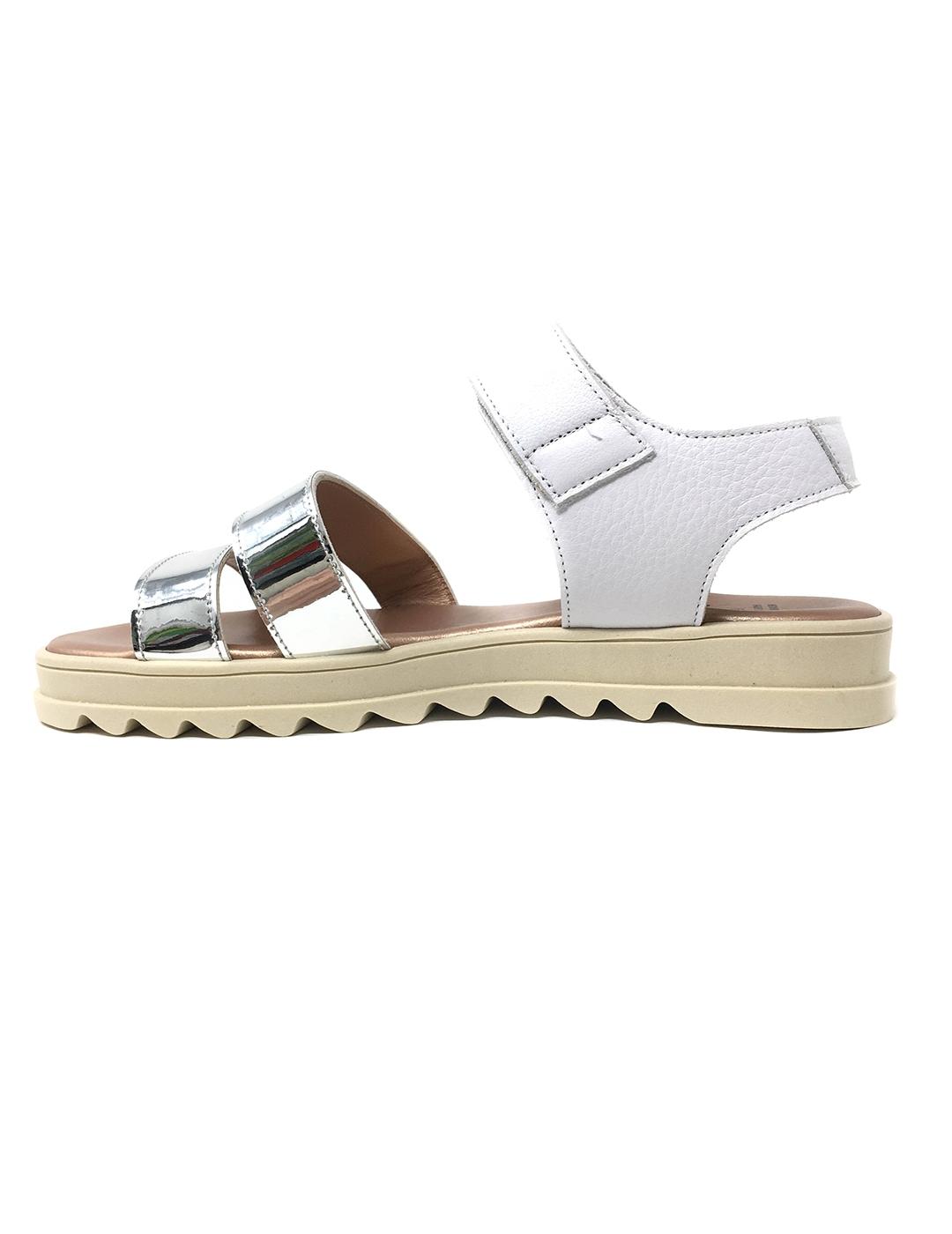 SANDALIA PIEL BLANCO Y PLATA