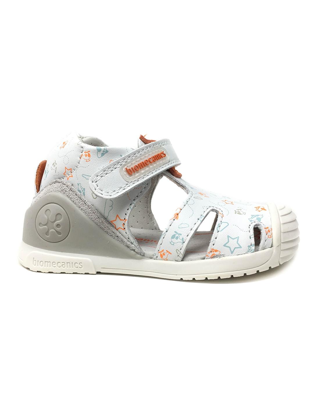 SANDALIA BIOMECANICS BLANCO Y AVIONES