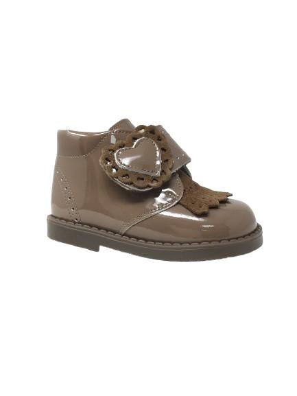 BOTIN VELCRO CORAZON CHAROL MARRON