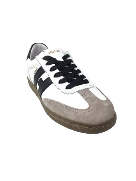 DEPORTIVO PIEL BLANCO CORDON FRANJA NEGRA