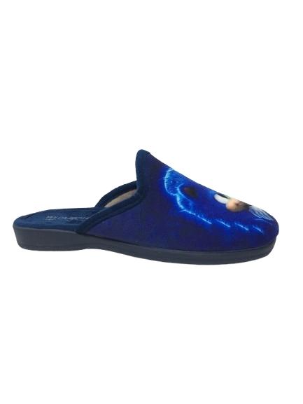 ZAPATILLA DE CASA RELIEVE GATO AZUL