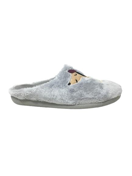 ZAPATILLA DE CASA GRIS PERLA PERRITO