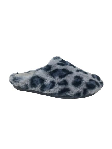 ZAPATILLA DE CASA LEOPARDO GRIS Y AZUL