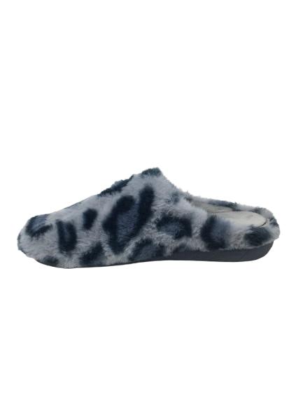 ZAPATILLA DE CASA LEOPARDO GRIS Y AZUL