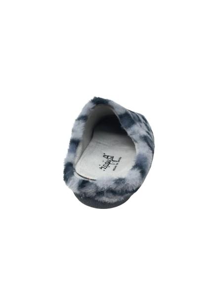 ZAPATILLA DE CASA LEOPARDO GRIS Y AZUL